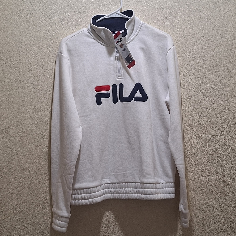 Fila White Quarter-Zip Sweatshirt - Picture 1 of 3